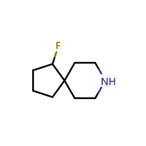 Chemical structure of 1-fluoro-8-azaspiro[4.5]decane , CAS 1357354-04-1, AChemBlock Q63483