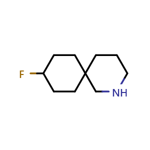 Chemical structure of 9-fluoro-2-azaspiro[5.5]undecane , CAS 1783923-45-4, AChemBlock Q63484