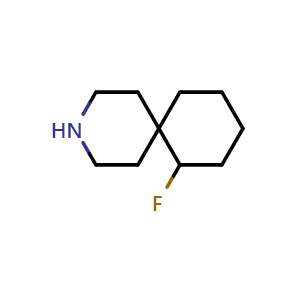 Chemical structure of 7-fluoro-3-azaspiro[5.5]undecane , CAS 2306272-33-1, AChemBlock Q63485