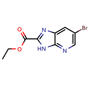Chemical structure of ethyl 6-bromo-3H-imidazo[4,5-b]pyridine-2-carboxylate , CAS 954217-58-4, AChemBlock Q63492