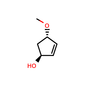 Chemical structure of (1S,4S)-4-methoxycyclopent-2-en-1-ol , CAS 1932182-36-9, AChemBlock Q63544