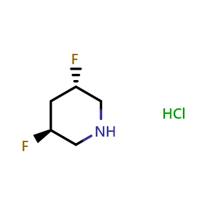 Chemical structure of (3S,5S)-3,5-difluoropiperidine hydrochloride , CAS 259110-61-7, AChemBlock Q63549