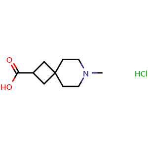 Chemical structure of 7-methyl-7-azaspiro[3.5]nonane-2-carboxylic acid hydrochloride , CAS 2306272-85-3, AChemBlock Q63551