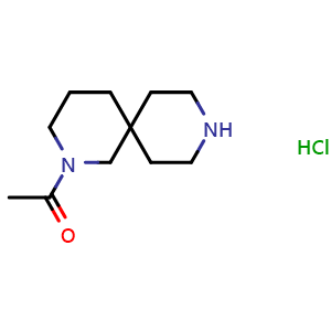 Chemical structure of 1-(2,9-diazaspiro[5.5]undecan-2-yl)ethan-1-one hydrochloride , CAS 1880962-12-8, AChemBlock Q63556