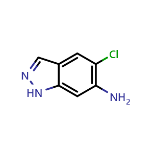 Chemical structure of 5-chloro-1H-indazol-6-amine , CAS 100960-35-8, AChemBlock Q63573