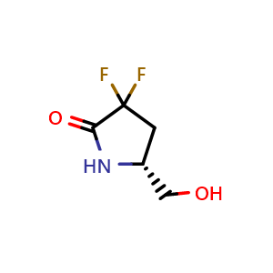 Chemical structure of (R)-3,3-difluoro-5-(hydroxymethyl)pyrrolidin-2-one , CAS 1544279-19-7, AChemBlock Q63591