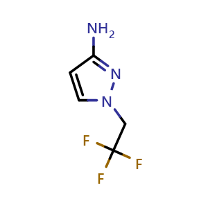 Chemical structure of 1-(2,2,2-trifluoroethyl)-1H-pyrazol-3-amine , CAS 947179-47-7, AChemBlock Q63606
