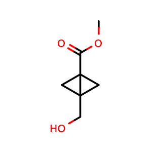 Chemical structure of methyl 3-(hydroxymethyl)bicyclo[1.1.0]butane-1-carboxylate , CAS 175881-32-0, AChemBlock Q63615