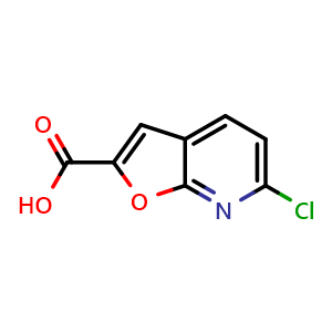 Chemical structure of 6-chlorofuro[2,3-b]pyridine-2-carboxylic acid , CAS 66497-40-3, AChemBlock Q63619