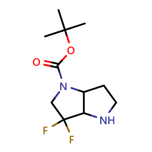 Chemical structure of tert-butyl 3,3-difluorohexahydropyrrolo[3,2-b]pyrrole-1(2H)-carboxylate , CAS 1251020-22-0, AChemBlock Q63621