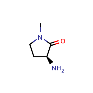 Chemical structure of (S)-3-amino-1-methylpyrrolidin-2-one , CAS 956214-84-9, AChemBlock Q63629