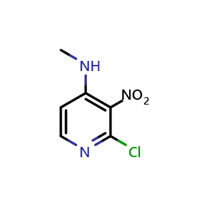 Chemical structure of 2-chloro-N-methyl-3-nitropyridin-4-amine , CAS 1239719-69-7, AChemBlock Q63637