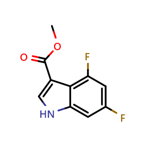 Chemical structure of methyl 4,6-difluoro-1H-indole-3-carboxylate , CAS 1360953-08-7, AChemBlock Q63640