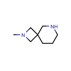 Chemical structure of 2-methyl-2,6-diazaspiro[3.5]nonane , CAS 1268521-41-0, AChemBlock Q63645