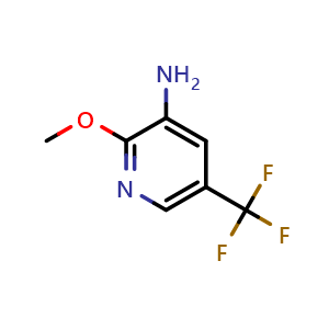 Chemical structure of 2-methoxy-5-(trifluoromethyl)pyridin-3-amine , CAS 944900-42-9, AChemBlock Q63662