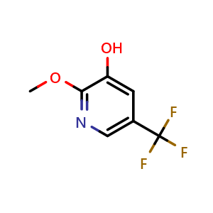 Chemical structure of 2-methoxy-5-(trifluoromethyl)pyridin-3-ol , CAS 1227580-74-6, AChemBlock Q63663