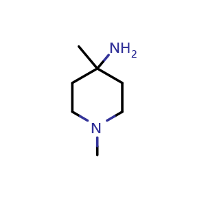 Chemical structure of 1,4-dimethylpiperidin-4-amine , CAS 887571-12-2, AChemBlock Q63686
