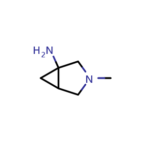 Chemical structure of 3-methyl-3-azabicyclo[3.1.0]hexan-1-amine , CAS 741246-04-8, AChemBlock Q63693