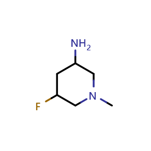 Chemical structure of 5-Fluoro-1-methylpiperidin-3-amine , CAS 1545253-17-5, AChemBlock Q63697