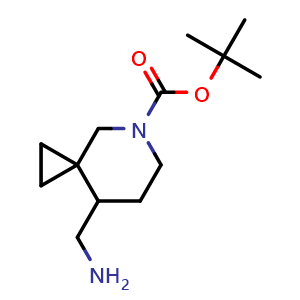 Chemical structure of tert-butyl 8-(aminomethyl)-5-azaspiro[2.5]octane-5-carboxylate , CAS 1508209-92-4, AChemBlock Q63719