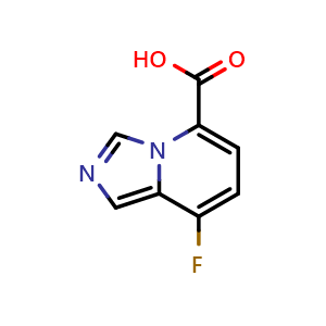 Chemical structure of 8-fluoroimidazo[1,5-a]pyridine-5-carboxylic acid , CAS 2168375-14-0, AChemBlock Q63740