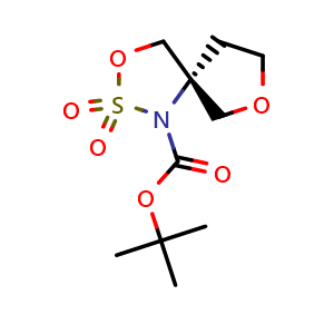 Chemical structure of tert-butyl (R)-3,7-dioxa-2-thia-1-azaspiro[4.4]nonane-1-carboxylate 2,2-dioxide , CAS 2306252-91-3, AChemBlock Q63746