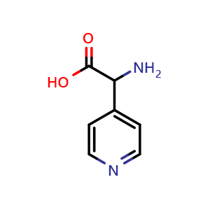 Chemical structure of 2-amino-2-(pyridin-4-yl)acetic acid , CAS 53339-65-4, AChemBlock Q63762