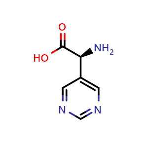 Chemical structure of (S)-2-amino-2-(pyrimidin-5-yl)acetic acid , CAS 1272745-66-0, AChemBlock Q63770
