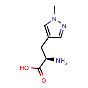 Chemical structure of (R)-2-amino-3-(1-methyl-1H-pyrazol-4-yl)propanoic acid , CAS 1344925-61-6, AChemBlock Q63775