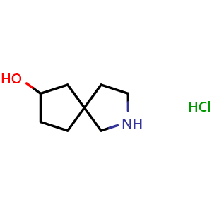Chemical structure of 2-azaspiro[4.4]nonan-7-ol hydrochloride , CAS 2306272-60-4, AChemBlock Q63792