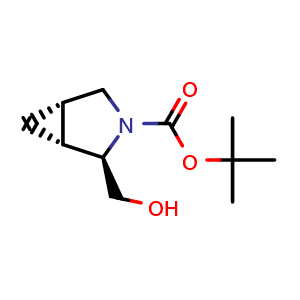 Chemical structure of tert-butyl (1R,2R,5S)-2-(hydroxymethyl)-3-azabicyclo[3.1.0]hexane-3-carboxylate , CAS 1148048-37-6, AChemBlock Q63813