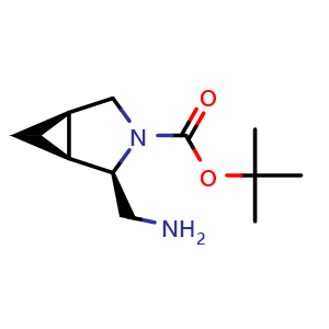 Chemical structure of tert-butyl (1S,2R,5R)-2-(aminomethyl)-3-azabicyclo[3.1.0]hexane-3-carboxylate , CAS 1932526-29-8, AChemBlock Q63816