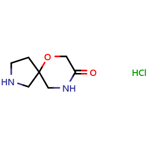 Chemical structure of 6-oxa-2,9-diazaspiro[4.5]decan-8-one hydrochloride , CAS 1778734-60-3, AChemBlock Q63831