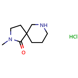 Chemical structure of 2-methyl-2,7-diazaspiro[4.5]decan-1-one hydrochloride , CAS 1153767-88-4, AChemBlock Q63837