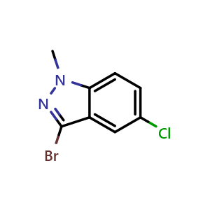 Chemical structure of 3-bromo-5-chloro-1-methyl-1H-indazole , CAS 1260829-77-3, AChemBlock Q63856