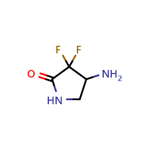 Chemical structure of 4-amino-3,3-difluoropyrrolidin-2-one , CAS 2168867-16-9, AChemBlock Q63862