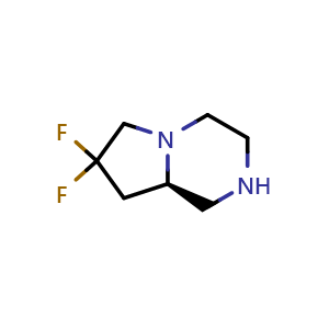 Chemical structure of (R)-7,7-difluorooctahydropyrrolo[1,2-a]pyrazine , CAS 1932096-09-7, AChemBlock Q63879