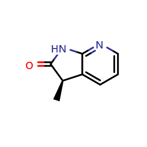 Chemical structure of (R)-3-methyl-1,3-dihydro-2H-pyrrolo[2,3-b]pyridin-2-one , CAS 2165852-08-2, AChemBlock Q63900