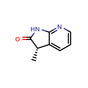 Chemical structure of (S)-3-methyl-1,3-dihydro-2H-pyrrolo[2,3-b]pyridin-2-one , CAS 2165609-06-1, AChemBlock Q63901