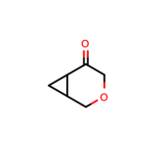 Chemical structure of 3-oxabicyclo[4.1.0]heptan-5-one , CAS 1626336-25-1, AChemBlock Q63936