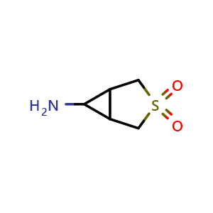 Chemical structure of 6-amino-3-thiabicyclo[3.1.0]hexane 3,3-dioxide , CAS 1781721-30-9, AChemBlock Q63941