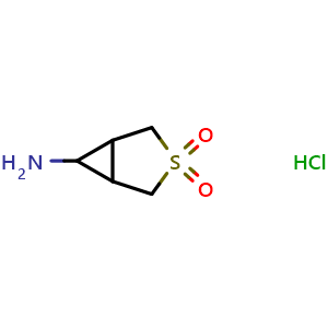 Chemical structure of 6-amino-3-thiabicyclo[3.1.0]hexane 3,3-dioxide hydrochloride , CAS 2227206-64-4, AChemBlock Q63942