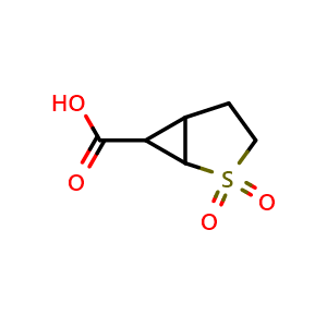 Chemical structure of 2-Thiabicyclo[3.1.0]hexane-6-carboxylic acid 2,2-dioxide , CAS 1781522-32-4, AChemBlock Q63943