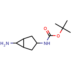 Chemical structure of tert-butyl (6-aminobicyclo[3.1.0]hexan-3-yl)carbamate , CAS 1221278-31-4, AChemBlock Q63951