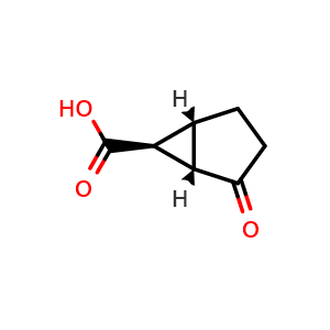 Chemical structure of (1S,5R,6S)-2-oxobicyclo[3.1.0]hexane-6-carboxylic acid , CAS 186541-47-9, AChemBlock Q63963