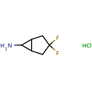 Chemical structure of 3,3-difluorobicyclo[3.1.0]hexan-6-amine hydrochloride , CAS 2227206-13-3, AChemBlock Q63971