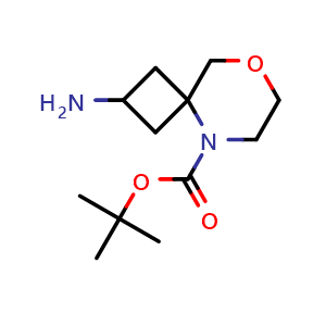 Chemical structure of tert-butyl 2-amino-8-oxa-5-azaspiro[3.5]nonane-5-carboxylate , CAS 1251019-55-2, AChemBlock Q63973