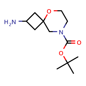 Chemical structure of tert-butyl 2-amino-5-oxa-8-azaspiro[3.5]nonane-8-carboxylate , CAS 1251020-91-3, AChemBlock Q63976