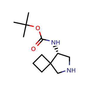 Chemical structure of tert-butyl (S)-(6-azaspiro[3.4]octan-8-yl)carbamate , CAS 154295-25-7, AChemBlock Q63981
