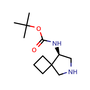 Chemical structure of tert-butyl (R)-(6-azaspiro[3.4]octan-8-yl)carbamate , CAS 154295-23-5, AChemBlock Q63983